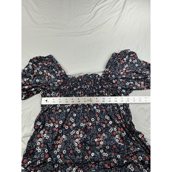 Max Studio Tiered Maxi Dress Size XS Smocked Top Puff Sleeve Prairie Flower - Picture 4 of 8